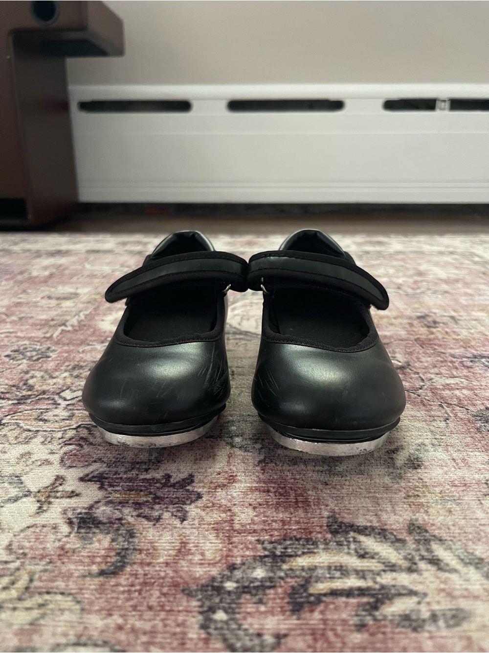 Children's Black Mary Jane Tap Shoes with Velcro Strap